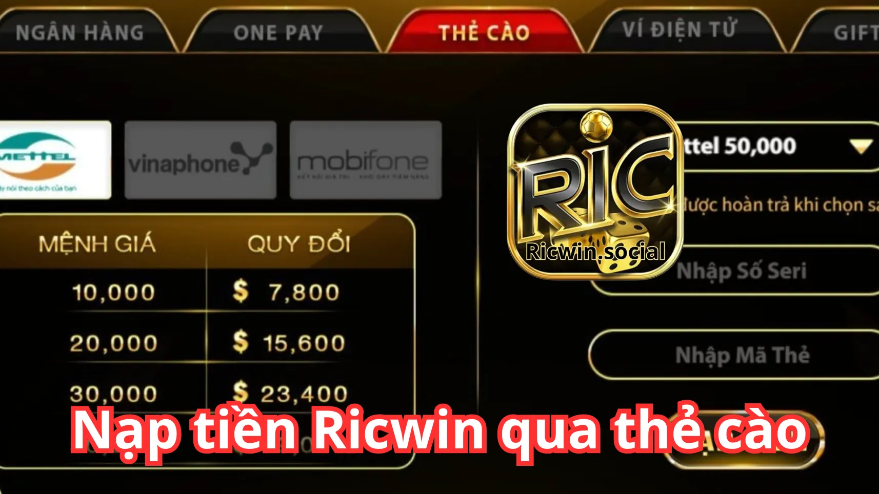 Giao dịch đơn giản bằng thẻ cào