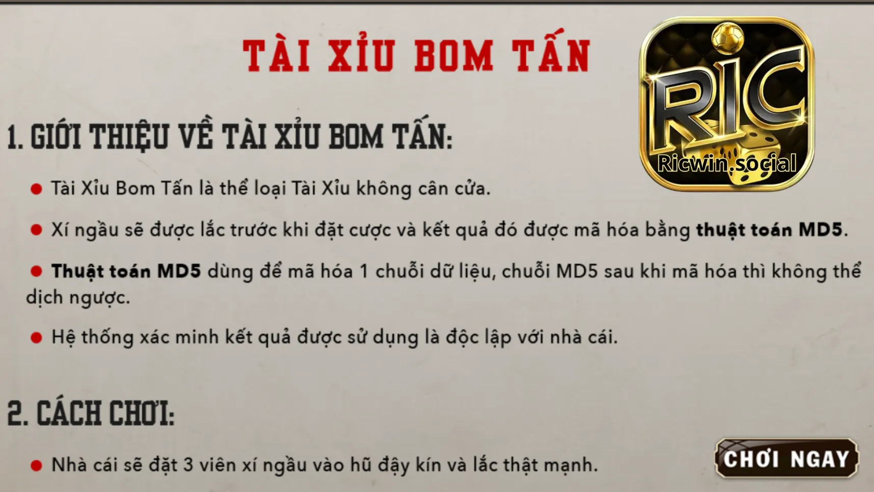 Hướng dẫn cách chơi Tài Xỉu Ricwin